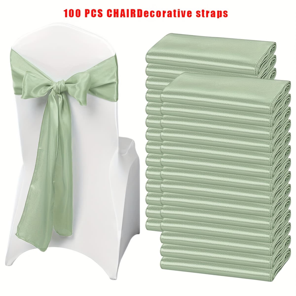 TEMU 100pcs Satin Chair Curtain Bow Universal Chair Cover For Wedding Reception Restaurant Event Decoration Banquet, Party, Hotel Event Decoration (multiple Colors Can )(18*275cm/7*108inch)