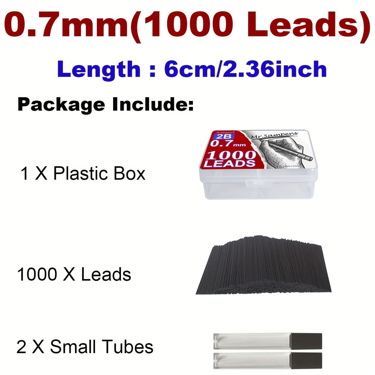 TEMU 1000-pack 0.7mm & 0.5mm 2b Mechanical Pencil Lead Refills, For 0.7mm Lead Pencils