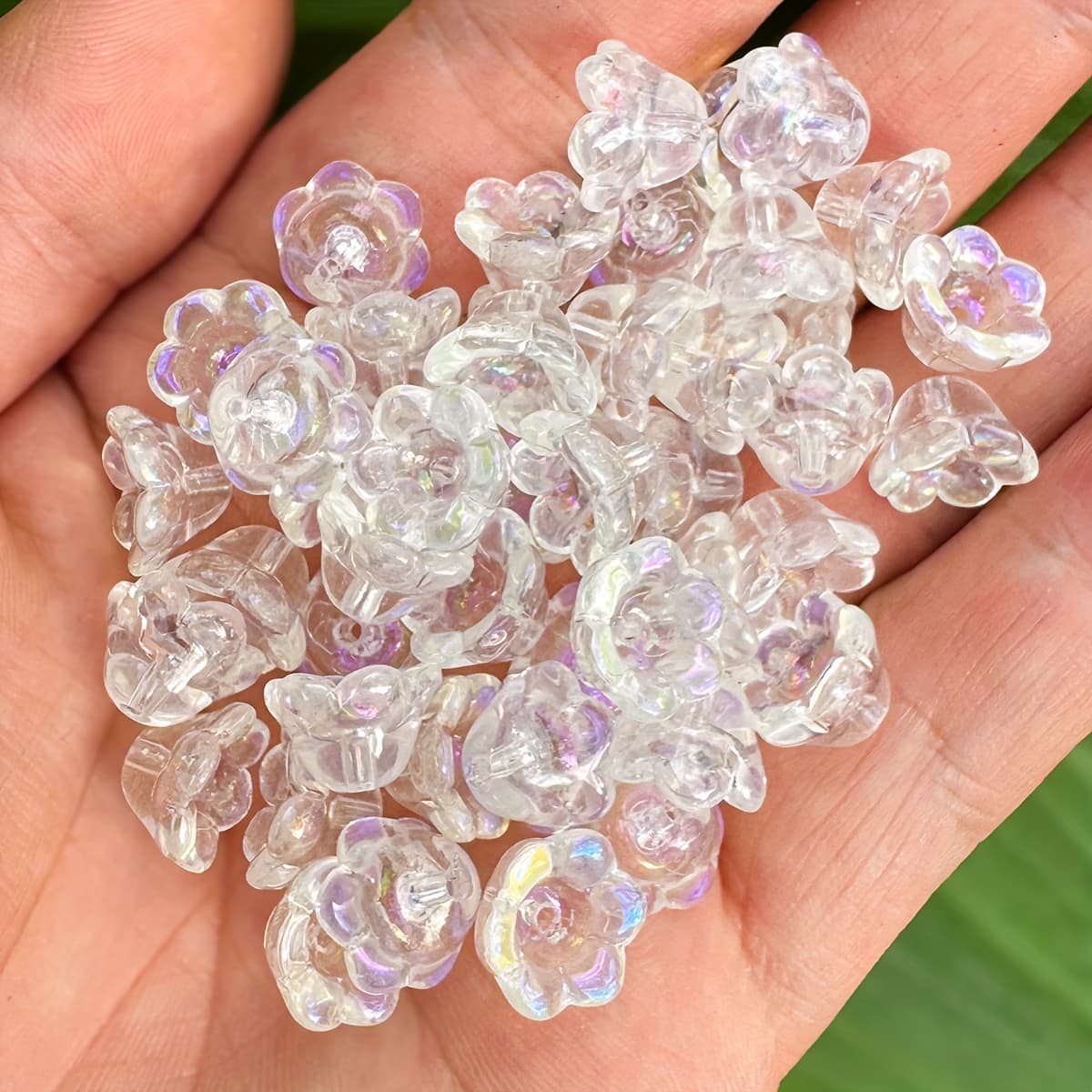 TEMU 50pcs Gradient Color Lily Of The Valley Loose Beads Bellflower Flower Bud Bell For Bracelets Earrings Jewelry Hairpin Glass Beads Material 8*12mm(0.314*0.472inch)