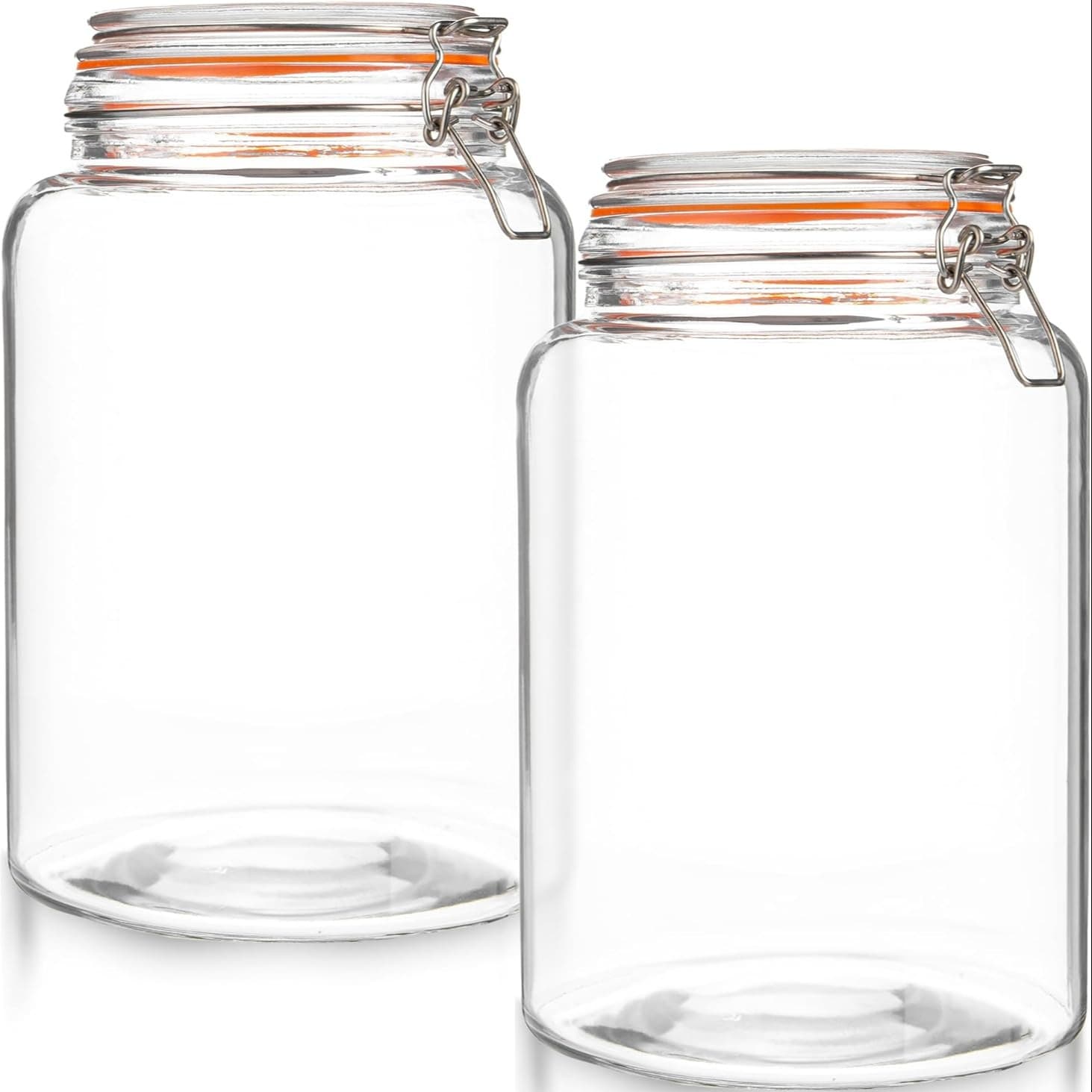 TEMU 1 Gallon Glass Mason Jar With Hinged Lid, 2 Packs Of Storage Mason Jar Hinges With 1 Replacement Silicone Gasket For Fermenting, Canning, Preserving, Pickling Containers