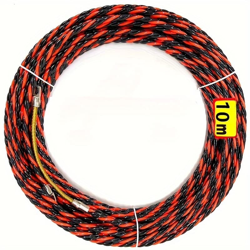 TEMU Tool For Pulling Wires By Electricians, , Featuring Non-braided Durable Metal Connectors And Flexible Material For Easy Cable Insertion And Removal