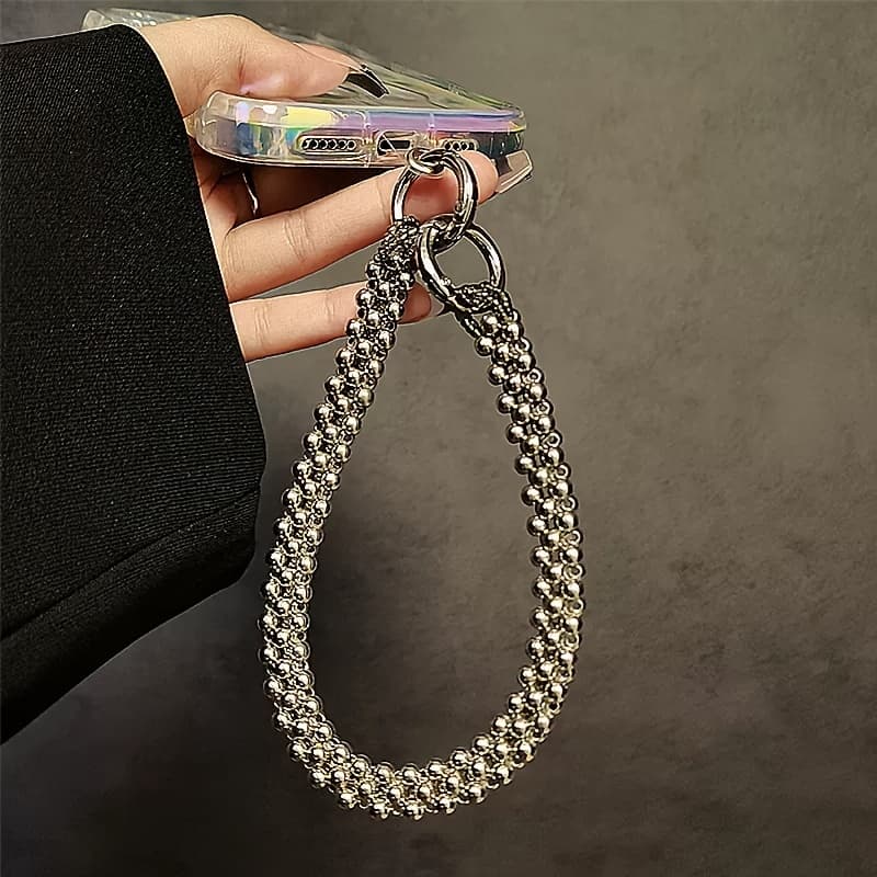 TEMU High-end Creative Electroplated Metal Beads, Wrist-held Short Lanyard, Chain, Mobile Phone Lanyard