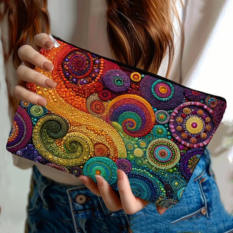 TEMU A Cosmetic Bag Designed Specifically For Multi-functional Storage, Featuring Vibrant Spiral Patterns And Decorative Designs, Making It Ideal For Travel And Keeping Items Organized And Tidy