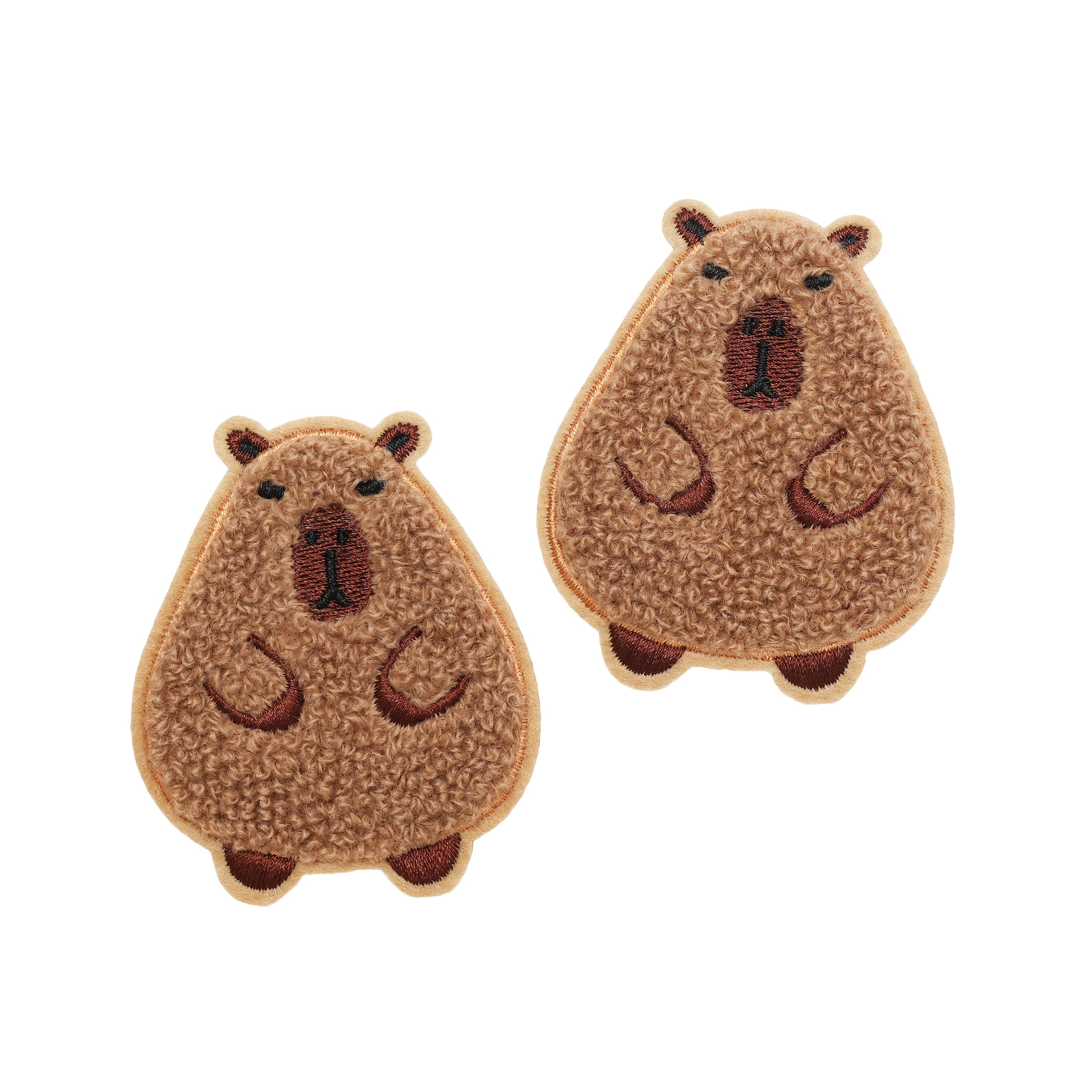 TEMU 2 Capybara Towel Embroidery Without Adhesive Backing Patch Clothing Hat Bag Shoes Socks Hand Sewing Patch