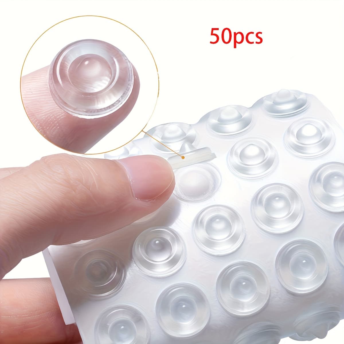 TEMU 50-pack Self-adhesive Bumpers - Transparent Noise Reduction & Slip Resistance Cabinet Door Pads, Furniture & Wall Protectors With Rounded Edges For