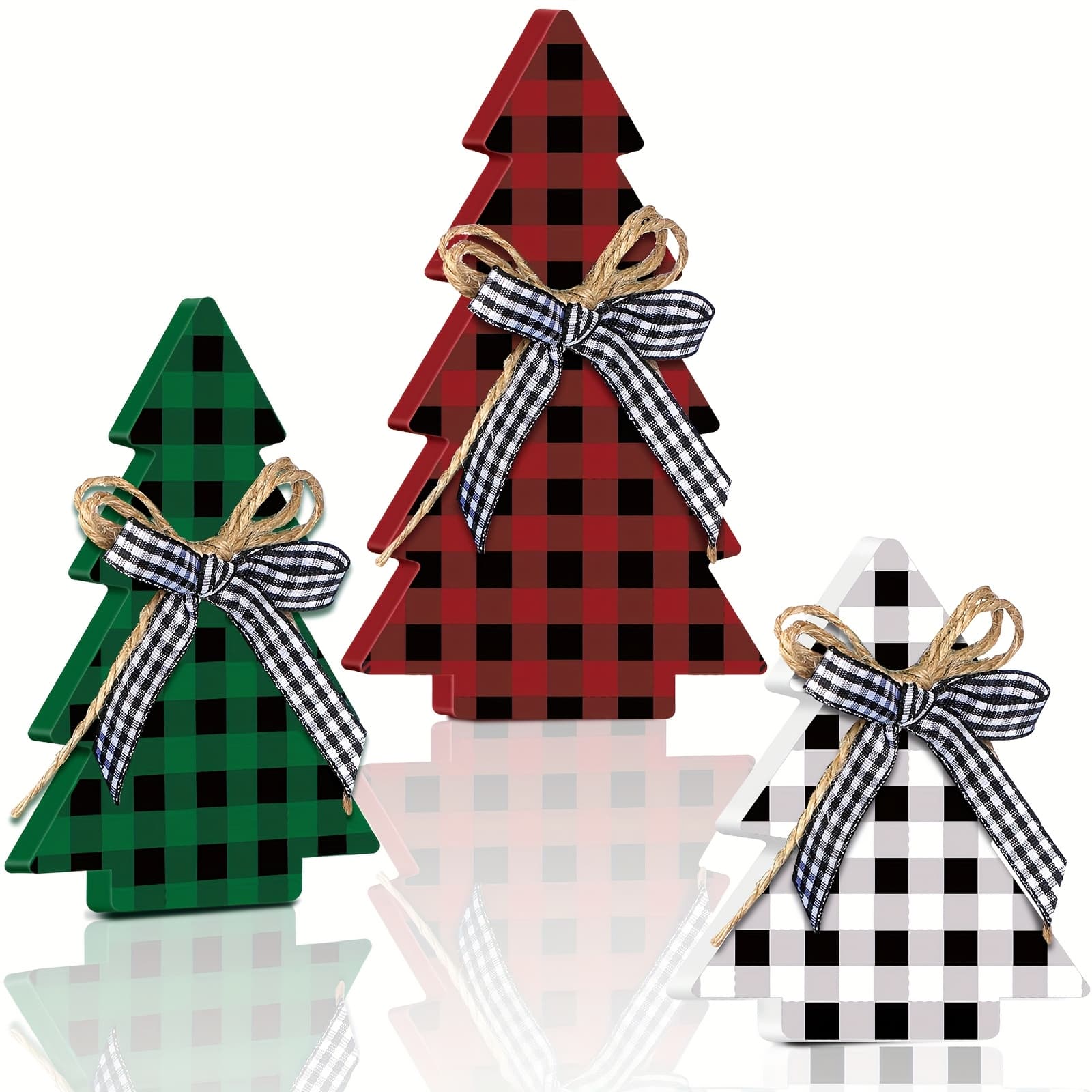 TEMU Set Of 3 Wooden Christmas Decorations Featuring A Rustic , Perfect For A Small Table Or As A Centerpiece In A Farmhouse Style, Ideal For Tiered Tray Displays In A Pattern
