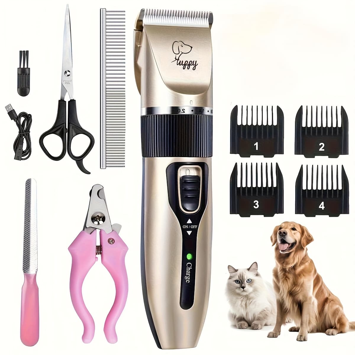 TEMU 6-12in 1 Hair Trimmer Kit | Electric Precision Clippers With Gentle Hair Cutting Technology - Perfect For Professional Grooming At Home, Mute Clippers For Dogs And Cats