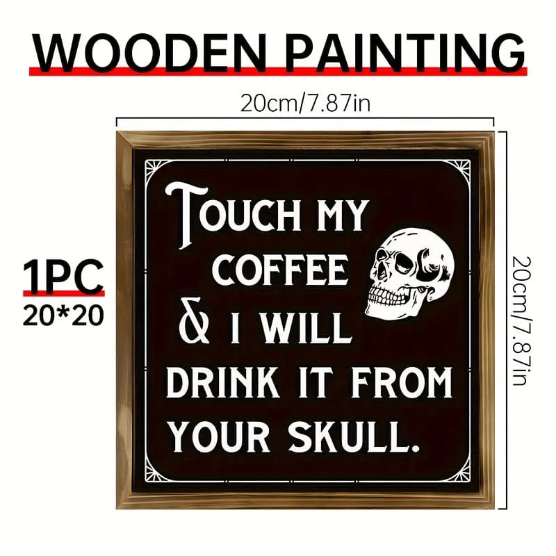 TEMU 2d Flat, 1pc Rustic Wooden Sign "touch & I Will From Your " - Vintage Halloween Decor For Home, Kitchen, Bar, Party, And Garden, Halloween Decorations, 2d Flat