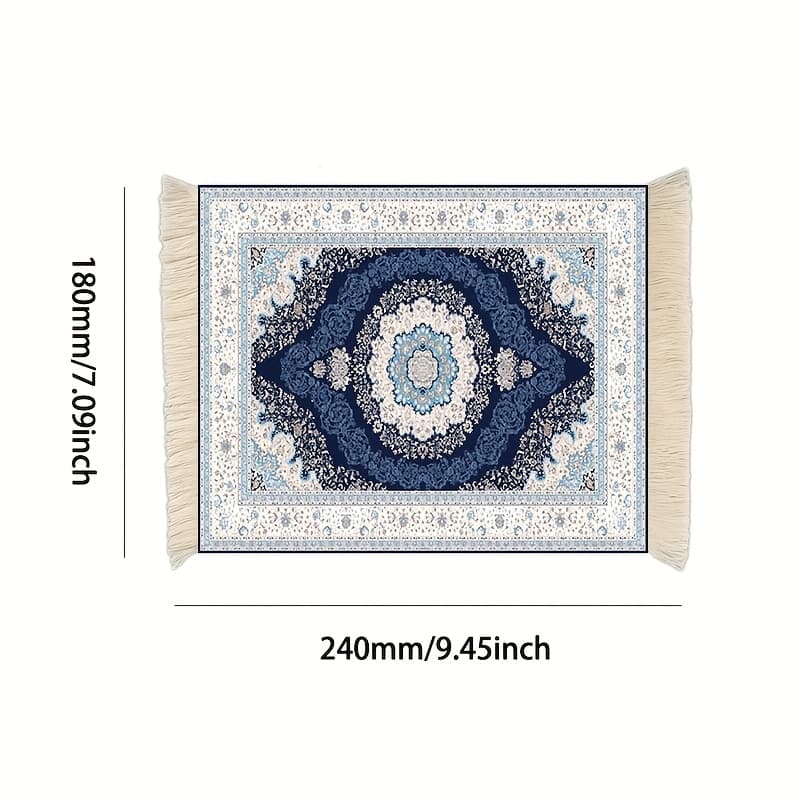 TEMU [retro Carpet Mouse Pad] Retro Style Persian Mini Braided Carpet Mouse Pad With Tassels - Laptop Mouse Pad - Persian Rug Home Office Desk Decoration Cup Pad Doll Ornament