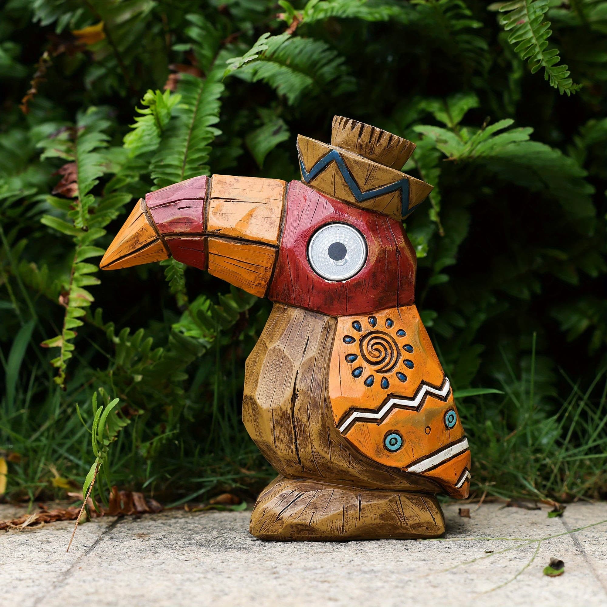 TEMU Solar Statue Woodpecker Bird-garden Hawaiian - Solar Outdoor Light Garden Sculptures & Statues Pole Bar Outdoor Patio Pool Yard Summer Decorations