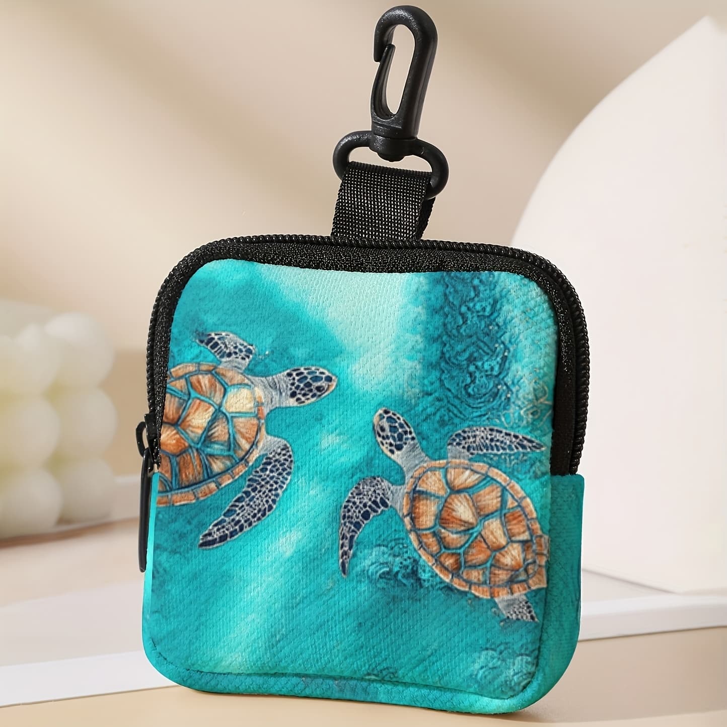 TEMU Swimming Turtle Pattern Printed Multifunctional Zipper Coin Purse, Can Hold , Cards, Headphones, And Lipstick, Small Accessory Storage Bag For Women And Men