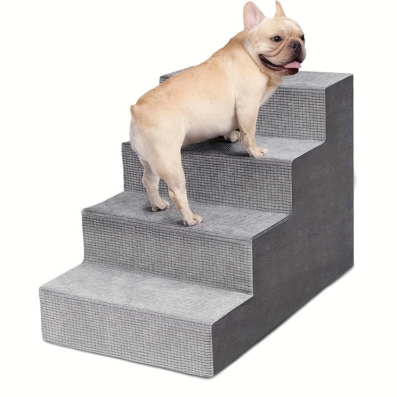 TEMU Pet Stairs Designed For Beds With Of 18" Or 22", Featuring 4 Or Suitable For Small Dogs And Cats, And A Non-slip Ramp For Indoor Use