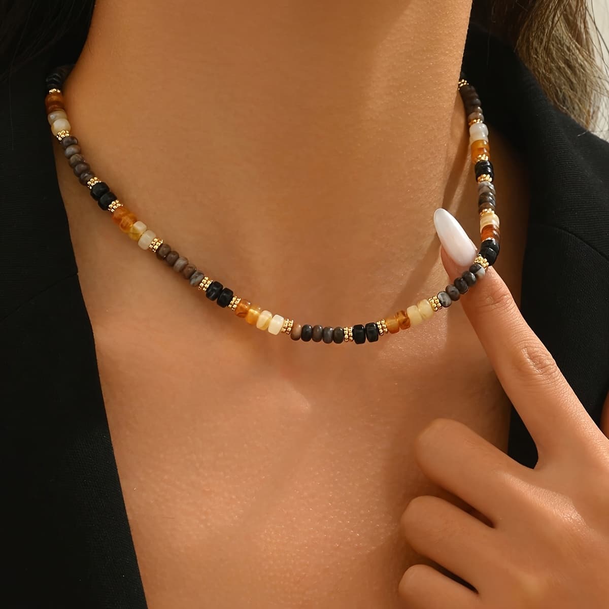 TEMU 1pc A New Necklace For Autumn And Winter, Featuring A Beaded Collarbone Chain, Designed For Women, With A Unique