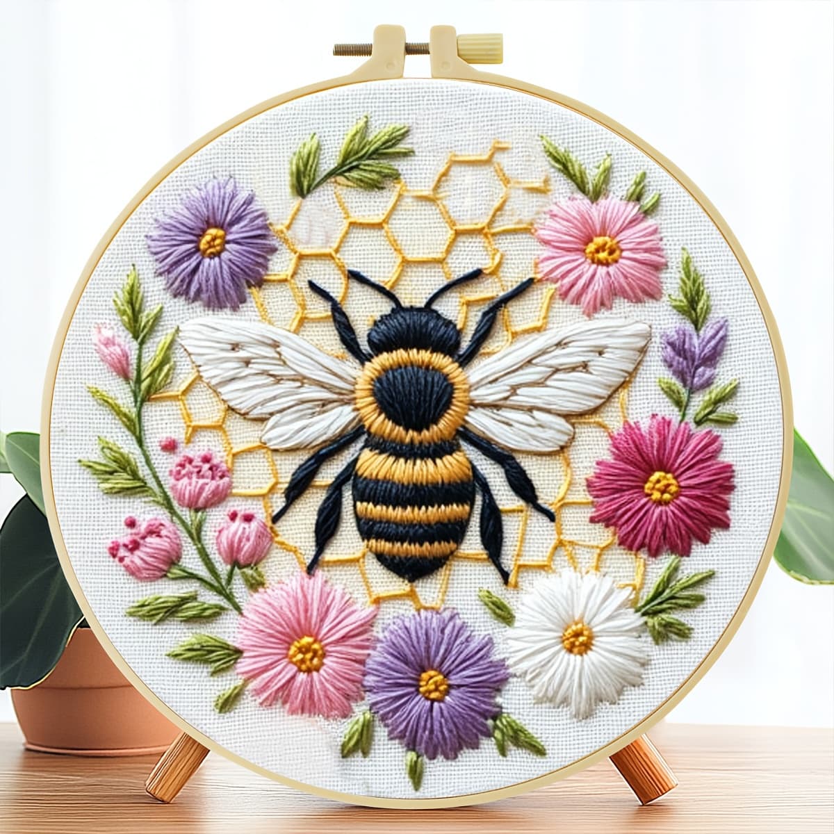 TEMU 1pc Embroidery Kit, 20x20cm/7.9x7.9 Inches , Pattern Handcraft Embroidery Kit, Suitable For Adult Beginners, Includes Embroidery Cloth, Instructions, Hoop And Thread, Christmas Gift For Or Family