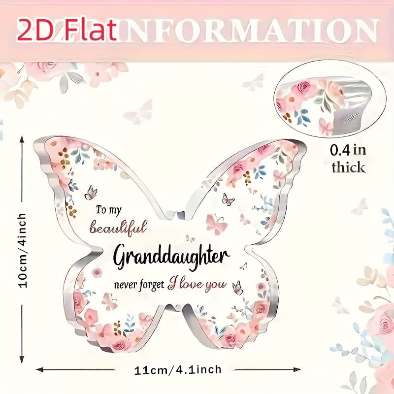 TEMU 2d Flat, 1 Acrylic Decorative Keepsake, 4.1''x4''/11cm*10cm, Gift From Grandma To Granddaughter, Birthday Present Message, Room Office Decor, Mother's Easter Gift, Christmas/birthday Present