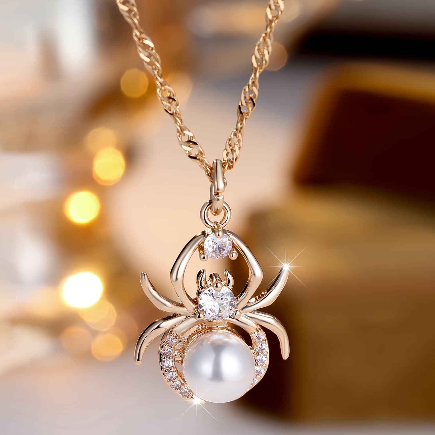 TEMU Exquisite And Luxurious Pearl Spider Pendant Necklace, A Stylish Accessory For Women's Halloween Parties