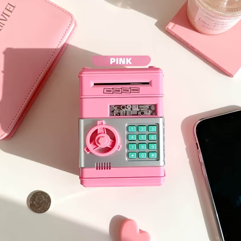 TEMU Large-capacity Automatic Roll- Bank, Abs Password Box With Digital Password, Children's Cartoon Deposit Machine Toy