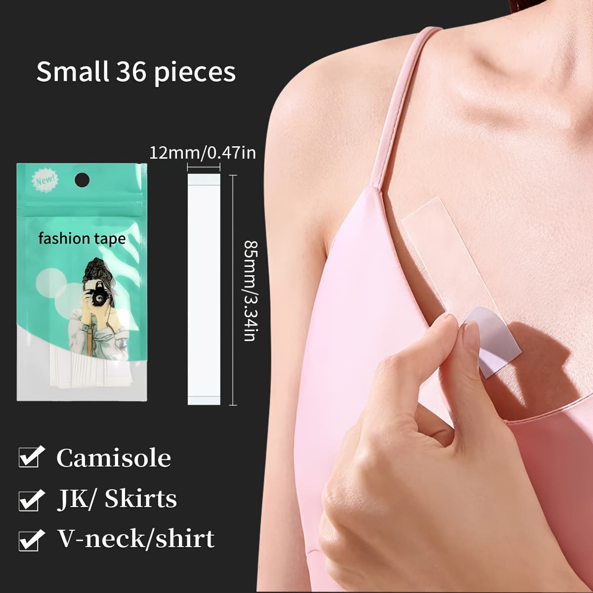 TEMU 36pcs Of Double-sided Adhesive Stickers Designed To Prevent Slipping, Ideal For Clothing, Shirt Necklines, Women's Lingerie, And Additions