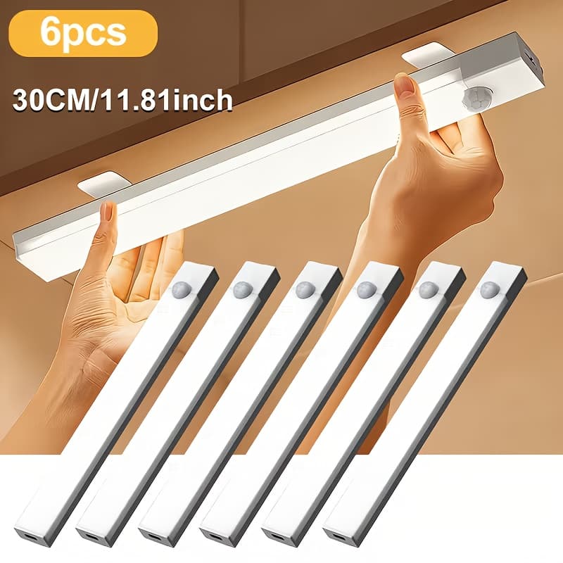 TEMU 3/6/12pcs Intelligent Led Motion Sensors - Dimmable Cabinet Lights, Usb Charging, 3 Adjustable , Intelligent Night Lights, Suitable For Bedrooms, Stairs, Kitchens, Piano Rooms,