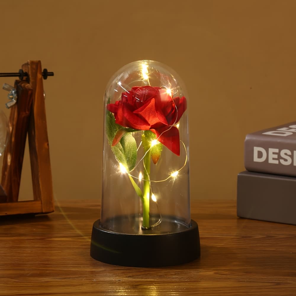 TEMU Flower Artificial Rose Dome Cover Ornaments Decorative Valentine's Day Gift Birthday Gift