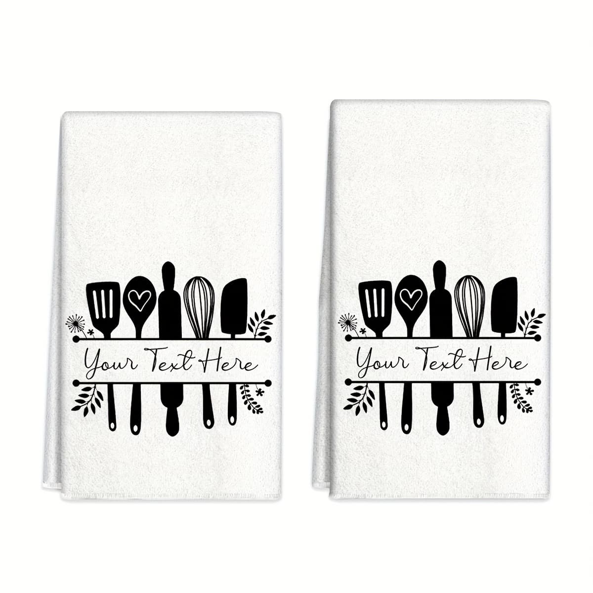 TEMU 2pcs Custom Name Kitchen Towels - Microfiber, Absorbent & Decorative Dish Cloths For Cooking, Baking, Housewarming Gifts - Machine Washable