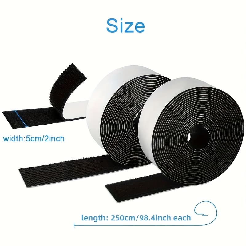 TEMU 2 Rolls Of Adhesive Strips, Heavy-duty Self-adhesive Tape, Nylon Tape Suitable For Home, Office, School, And Crafting In Black.