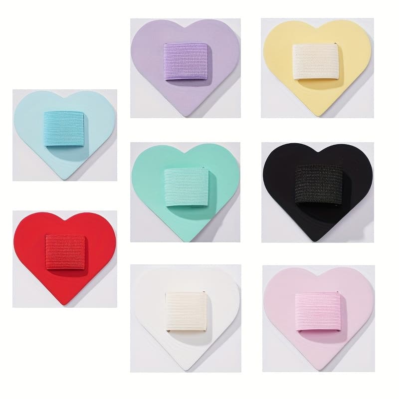 TEMU 8pcs Heart-shaped Elastic Pen Holders, Self-adhesive Faux Leather Pen Holders, Suitable For Notebooks, Office Supplies, Suitable For 14 Years Old And Above