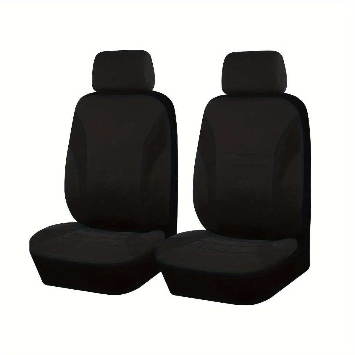 TEMU Car Seat Covers, Black Fabric With Waistline, 4pcs Set For Front Seats