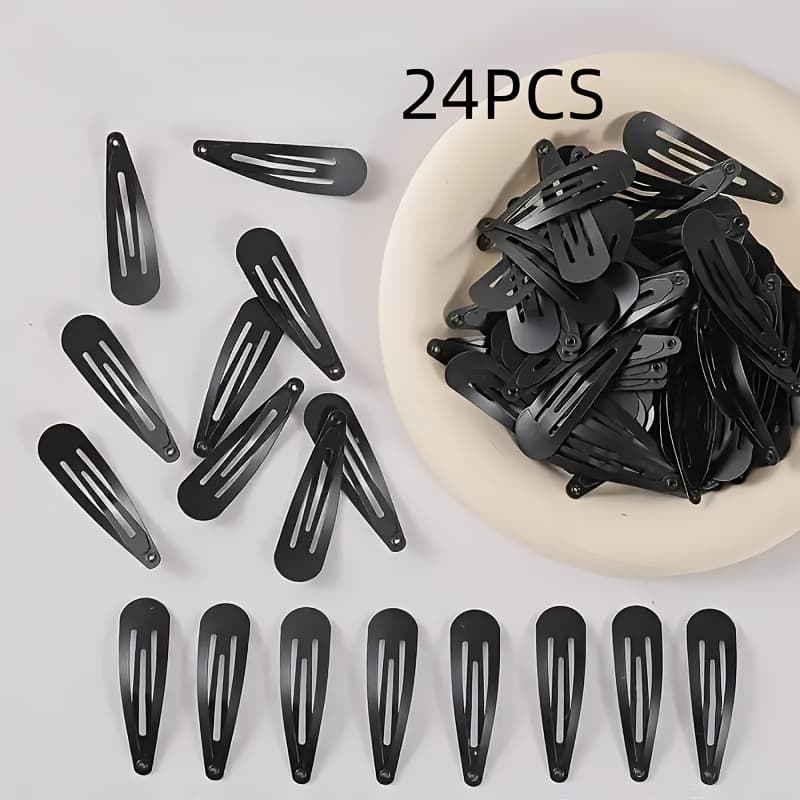 TEMU 24pcs Minimalist -shaped Hair Clips | 2-inch Non-slip Bb Hairpins, Elegant Bohemian Style Accessories For Daily Wear, Side Bangs Braiding, And Makeup Use