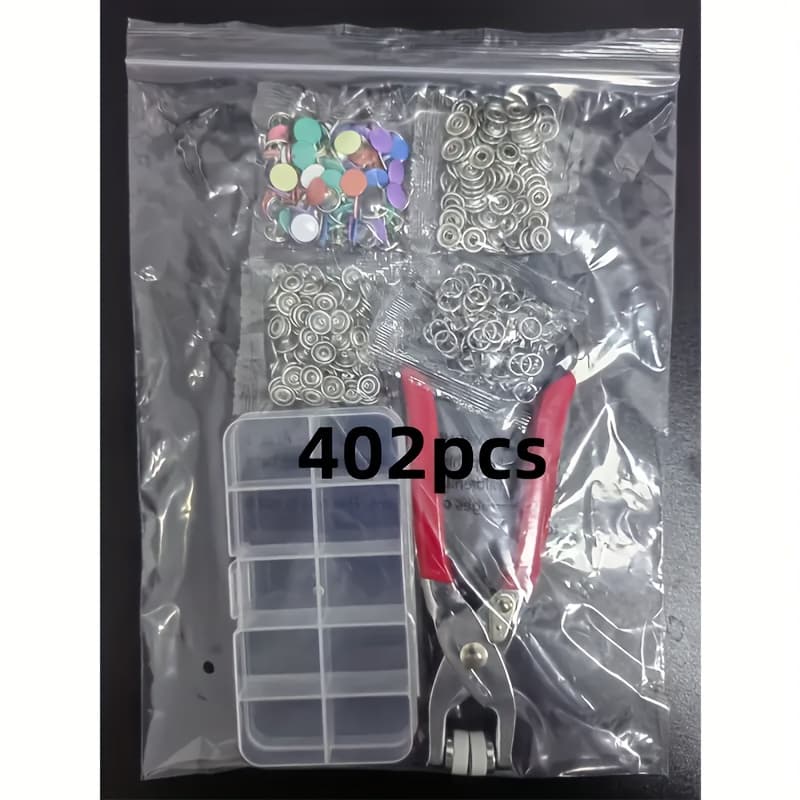 TEMU 402pcs Button Kit With Manual Pliers, Colors, Used For Sewing, Diy Handicrafts, Bags, Clothes, Hats - Metal Quick Fastening Fasteners, Sewing Supplies With Storage Box