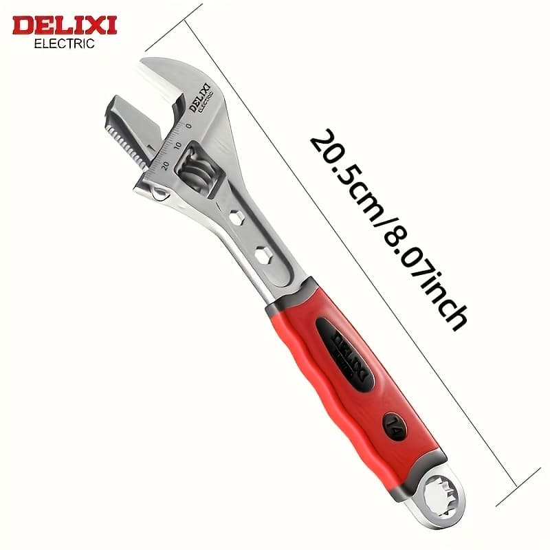TEMU Electric 8" Adjustable Wrench - Carbon Steel With Anti-slip Grip, Crescent For , Locking Mechanism For Secure Fastening, Professional Tool | Crescent Handle | Highquality Steel