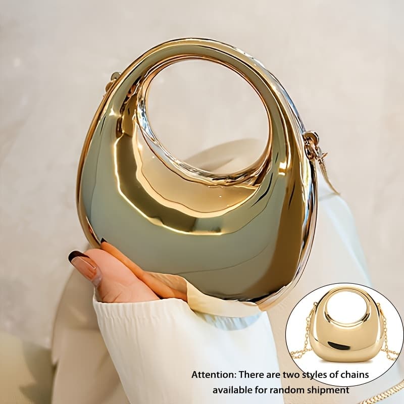 TEMU Personalized Glossy Evening Bag Fashion Acrylic Crescent Bag Mini Lightweight Women's Handbag Lipstick Coin Earphone Shoulder Crossbody Bag (random Package Chain)