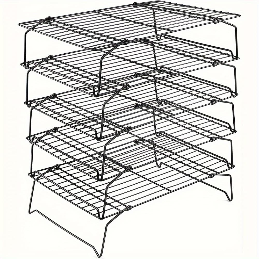 TEMU 5-tier Stainless Steel Cooling Racks Set - Nonstick, Stackable & Oven Safe For Baking, Roasting & Cooking - Easy Clean, Durable Kitchen Essentials