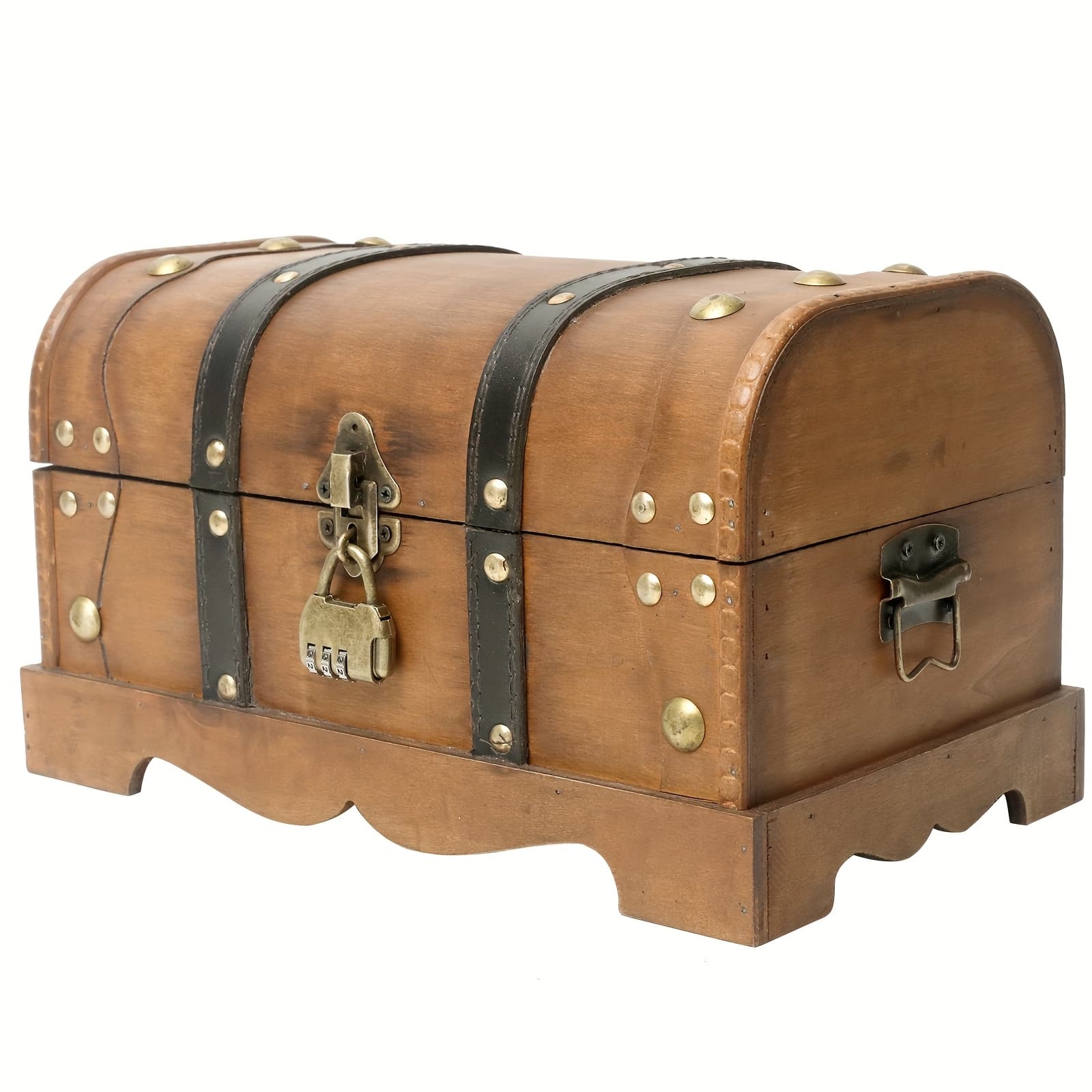TEMU Vintage Wooden Jewelry Case Featuring A Lock - Dimensions 12.2 Inches By 7.1 Inches By 7.1 Inches, In Brown Color