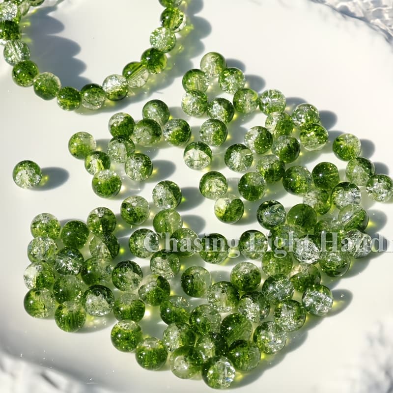 TEMU 48pcs 8mm Gradient Snowflake Crackle Glass Beads - Suitable For Making, Bracelets, Necklaces, Diy Crafts With Snowflake Patterns & Crackle Texture, Glass Beads For Resin Crafts,, Hair