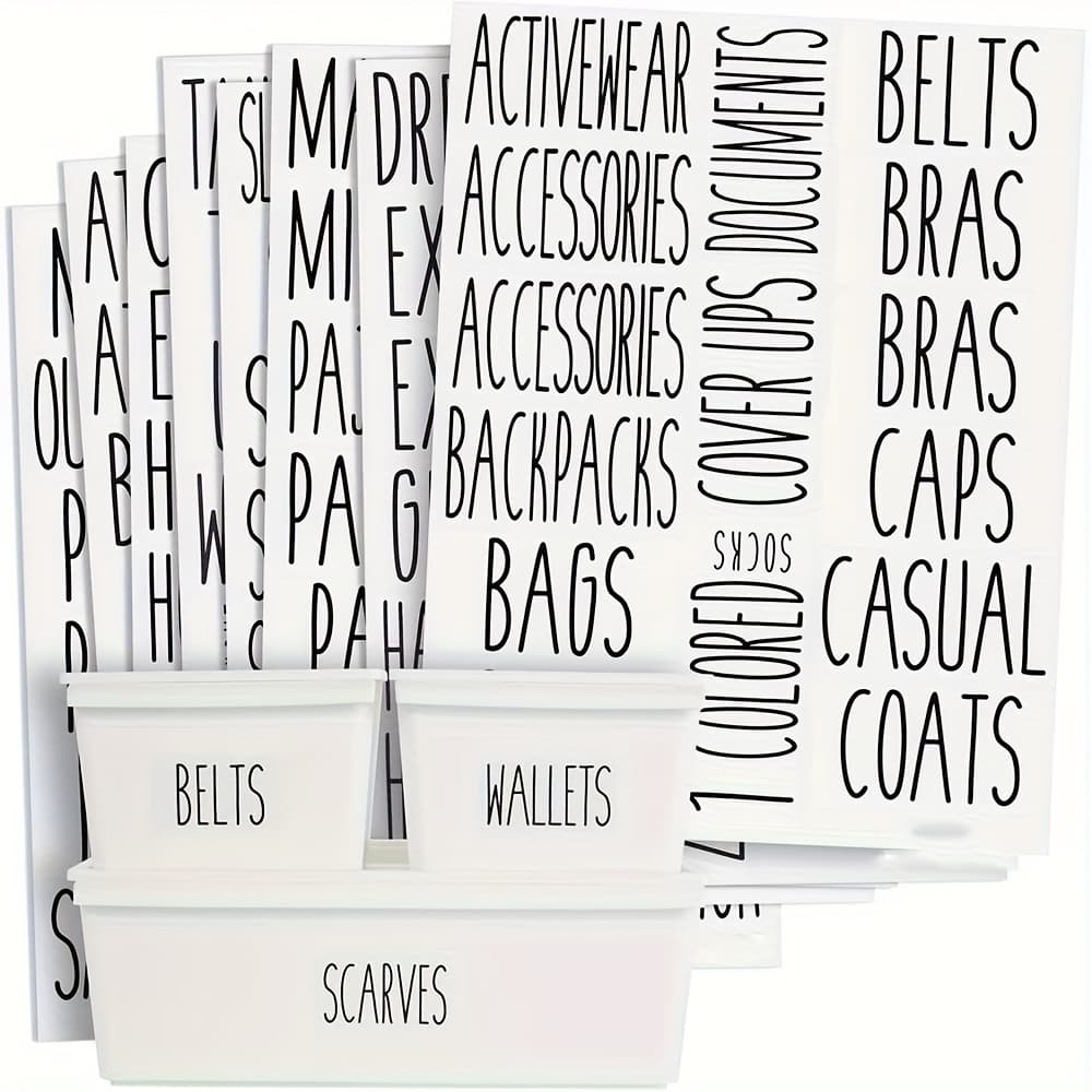 TEMU 133pcs Transparent Closet Labels For Bins And Baskets, Preprinted Water Resistant Stickers For Organizing Clothing And Storage Containers ()