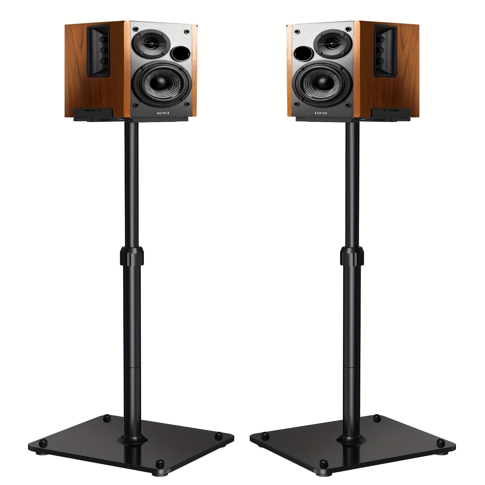 TEMU Pair Of Universal Height Adjustable - Supports Satellite And Bookshelf Speakers Up To 11 Lbs, Adjustable Height From 33.3" To 45.1", Sturdy And , Black Color