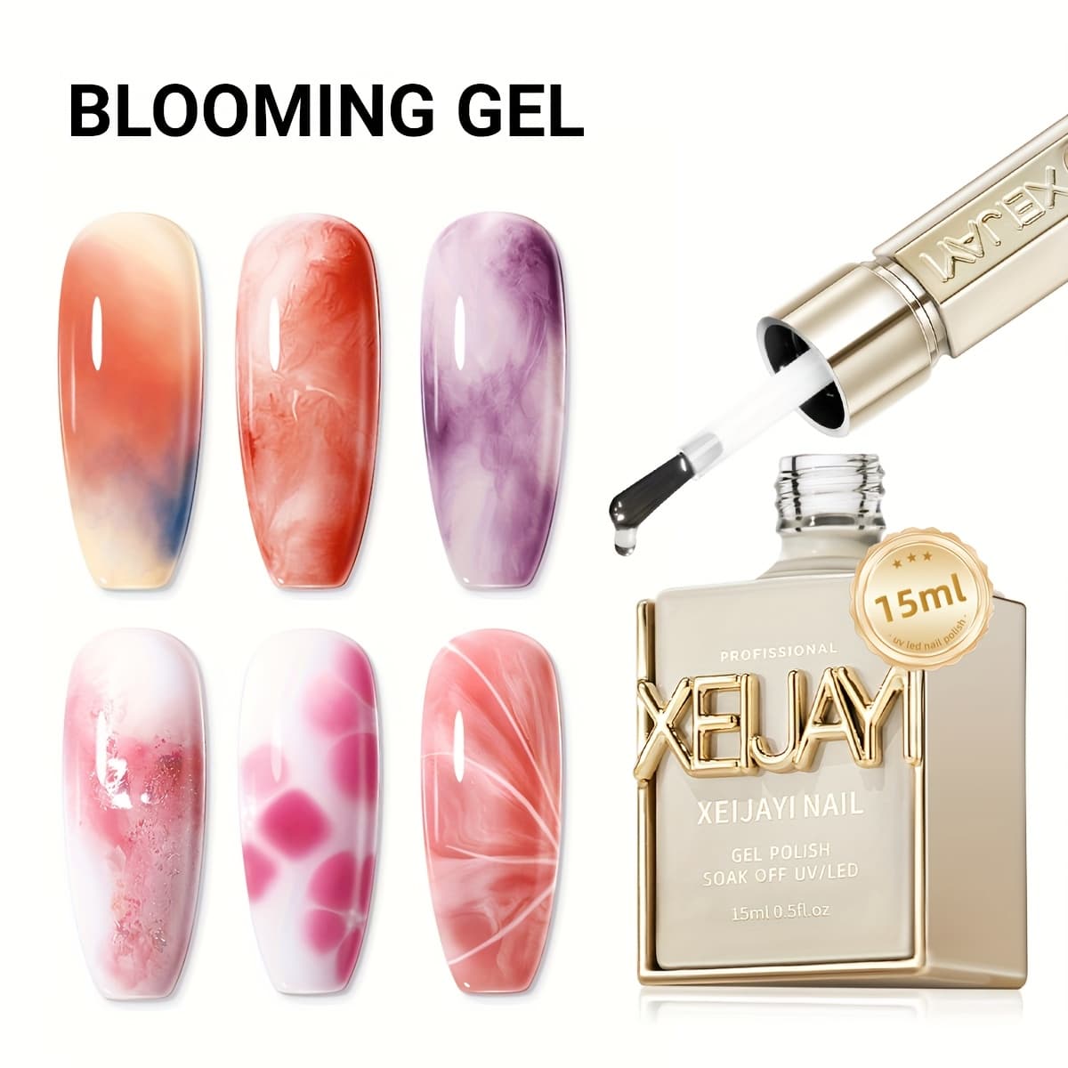 TEMU Xeijayi 15ml Watercolor Nail Polish Blooming Gel Gradient Gel Nail Polish Semi Permanent Soak Off Led Nail Polish For Manicure