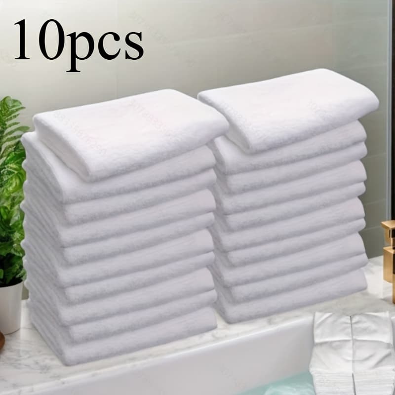 TEMU 10 White Square Towels | 11.8 Inches * 11.8 Inches Durable Towels, Suitable For Home, Hotel, Camping, Bathroom Supplies, And Cleaning Cloths | Machine Washable, , Hand Towel