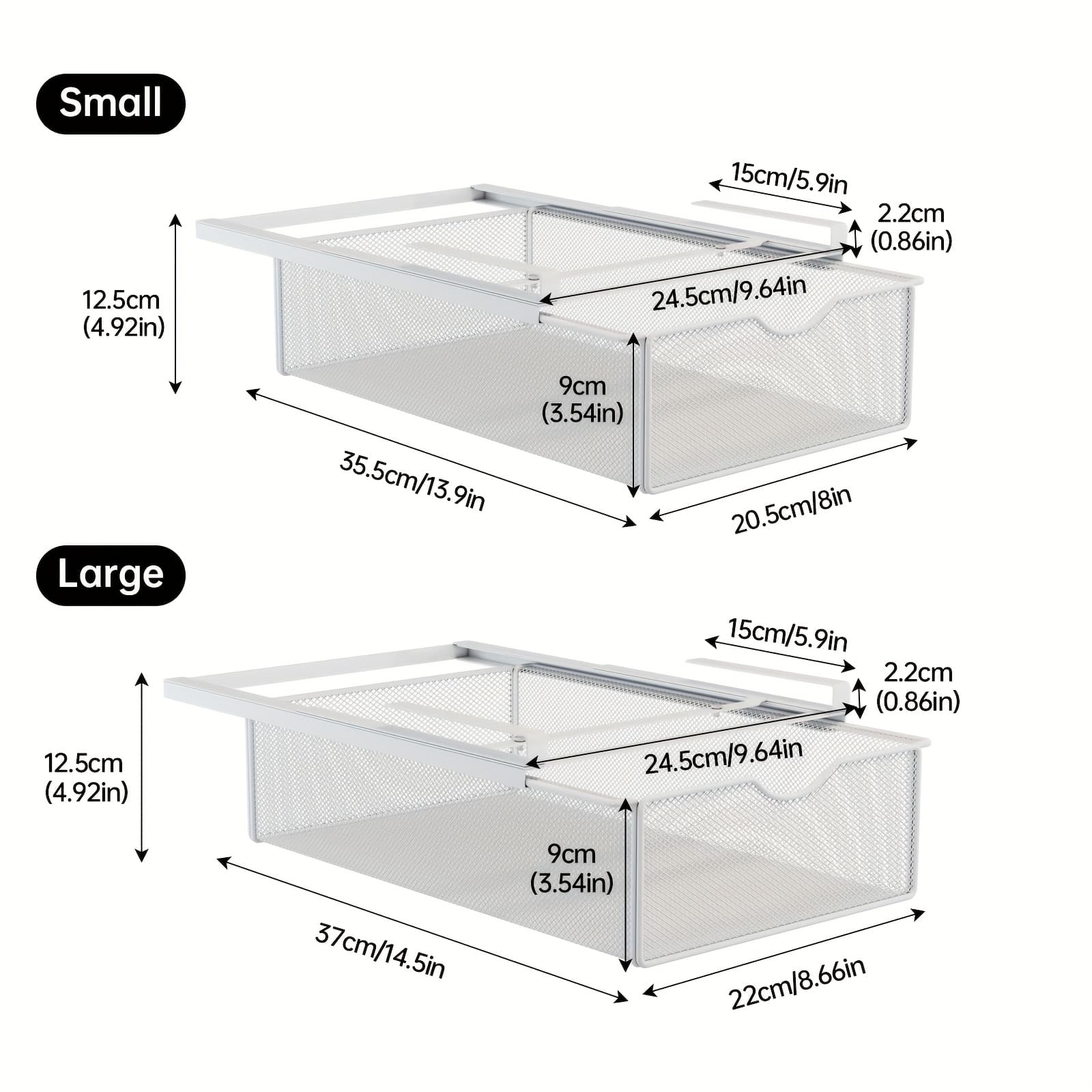 TEMU 2 Pack Underwear Organizer Wardrobe Hanging Pull-out Baskets For Bras, Underwear, Tie & Socks Metal Storage Drawer Closet Organizers And Storage System , White, Storage Drawer Units