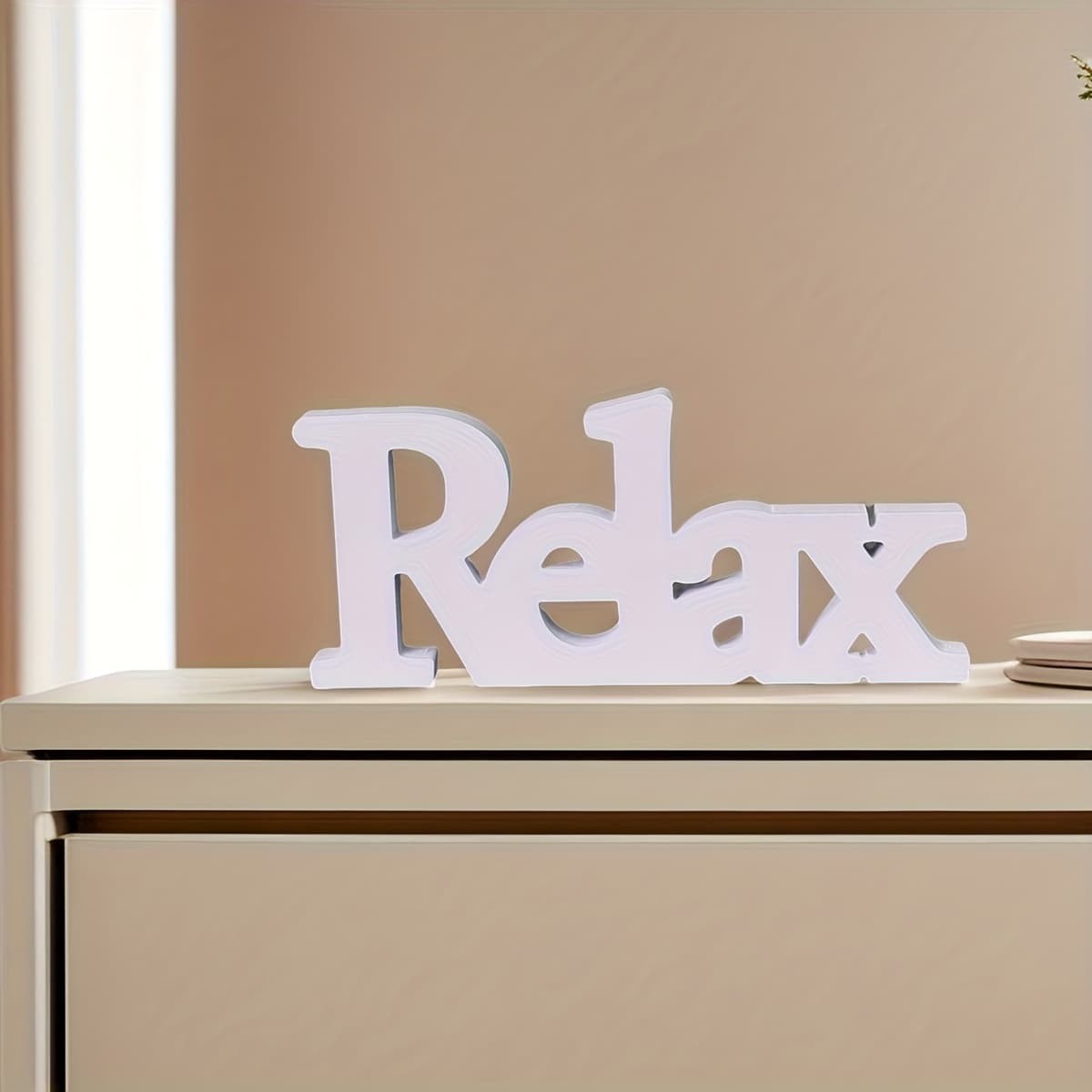 TEMU A Modern-style "relax" Desktop Ornament Made Of White Pvc. Designed To Create A Relaxing Atmosphere In Home Bedrooms, Offices, Cafes, And Restaurants, It A Perfect Gift. | Modern Desktop Decor.
