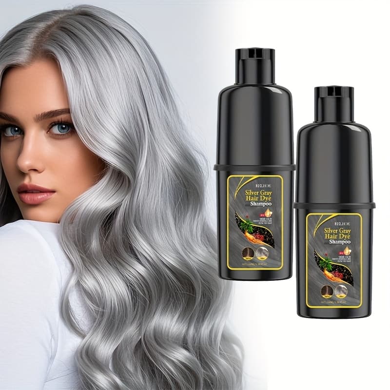TEMU 2 Bottles Silvery Gray Hair Color Shampoo - Moisturizing Hair Care And Nourishing & Smooth, Easy To Color, Hair Color Shampoo, 3.38oz/bottles For Valentine's Day