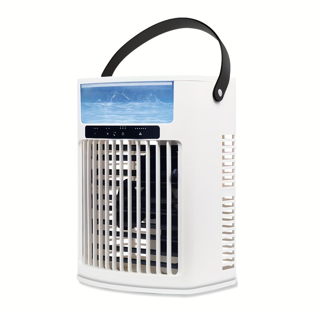 TEMU 1200ml Portable Air Conditioner Fan, Mini Usb Evaporative Cooling Fan, Settings And 2 Humidification, 14-color Night Light, Multiple Timing For Pet/bedroom/ Camping/car, Summer Gift .