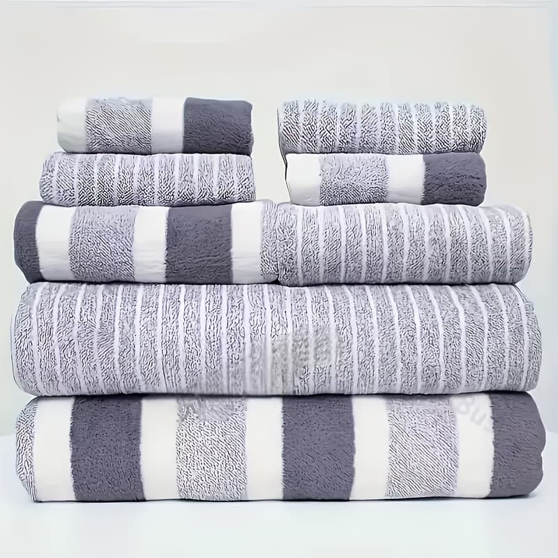 TEMU 8pcs Coral Fleece Bath Towel Set, 2 Towels, 2 Towels, 4 Towels