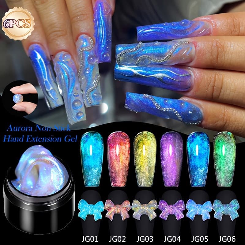 TEMU Lilycute 7ml 6pcs 3d Sculpting Gel Aurora Hand Extension Gel Nail Polish For 3d Nail Art Solid Hard Gel For Fake Nails