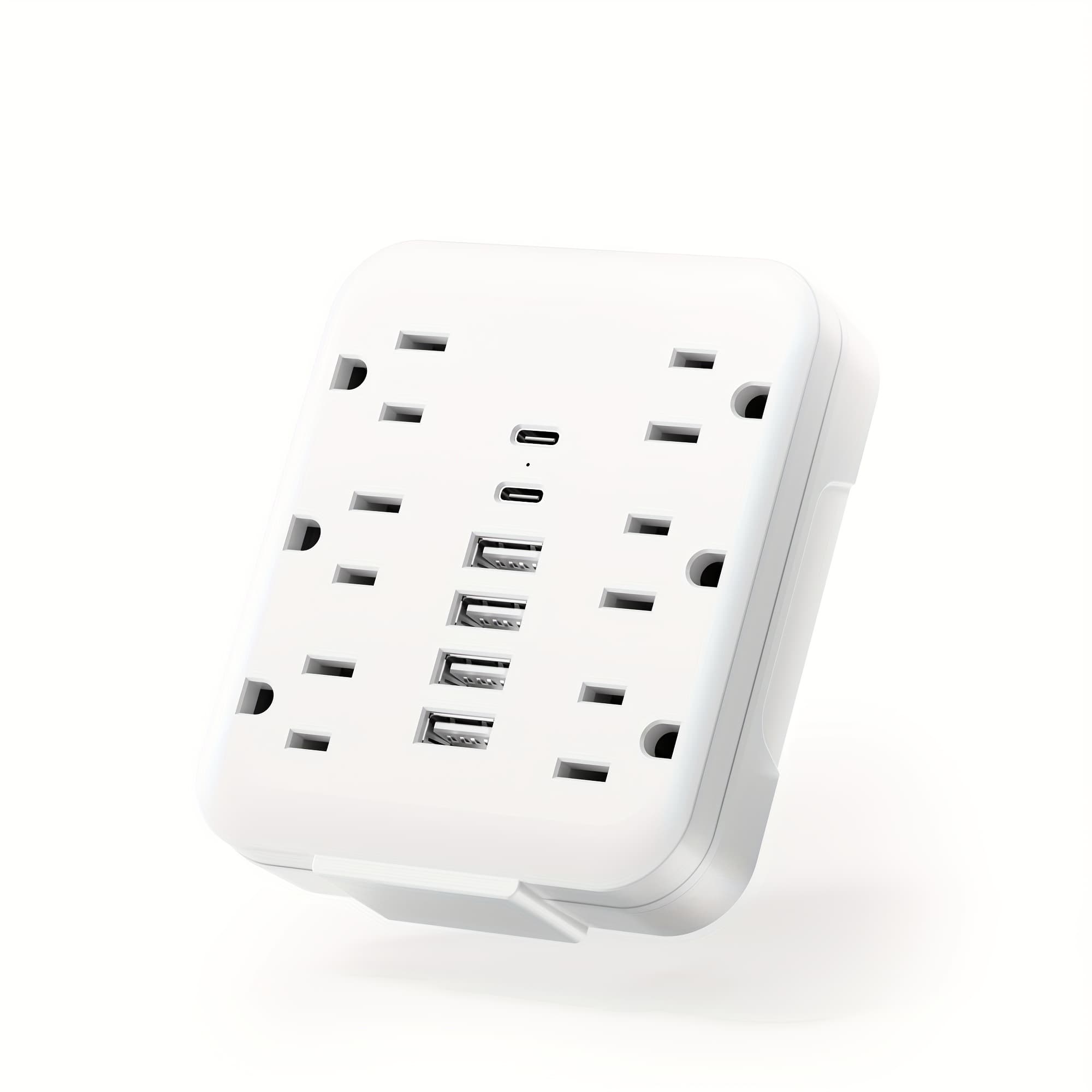TEMU 1pc Multi-socket Power Strip With Usb Port, 6 Ac Outlets, 4 Usb- Type-c Ports, 12-in-1 Outlet For Home, Office, Bedside, Travel. White And Black
