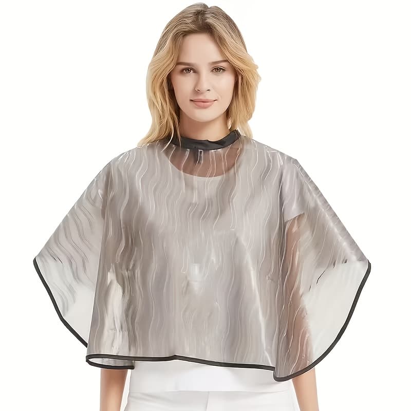 TEMU 1pc Of Water Ripple Gray Hairdressing Cape, Professional Salon Use And Dyeing Mat, Shoulder Hair Dyeing And Oil Wrap, Suitable For Use In Hair Salons And At Home