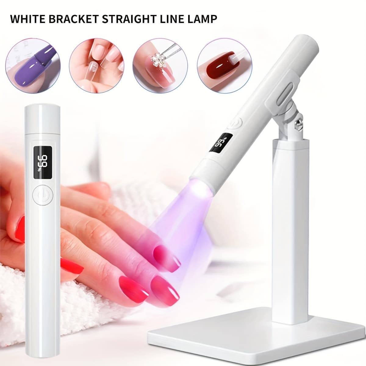 TEMU Pink Led Nail Lamp With 360° Rotation And Extra Nail Stamp - Usb Powered, 45s/60s Timer Set, And Condenser Lens For Perfect