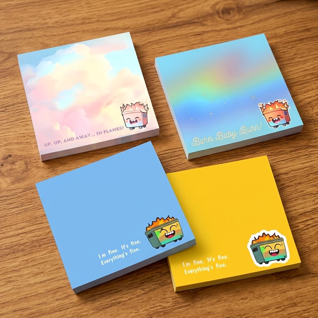 TEMU 4pcs Sticky Notes 3x3 Inch 50 Sheets Funny Office Note Pads Adhesive Funny Cartoon Office Sticky Notes For School Office Home Supplies Students Teachers Gift
