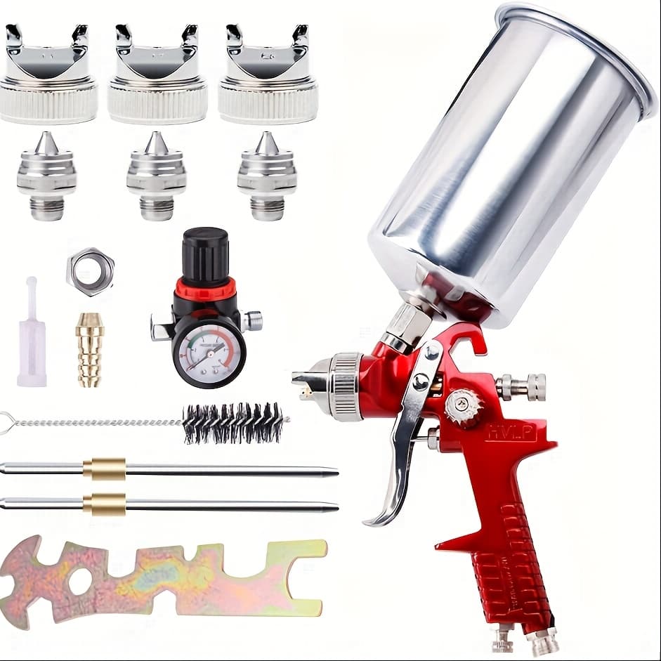 TEMU Air Spray With 3 Nozzles 1.4mm 1.7mm 2.0mm, Air Paint Kits, Car Paint Tools, Automotive Paint Sprayer, For Car/home Domestic/industrial Primer, Furniture Surface Painting, Spraying